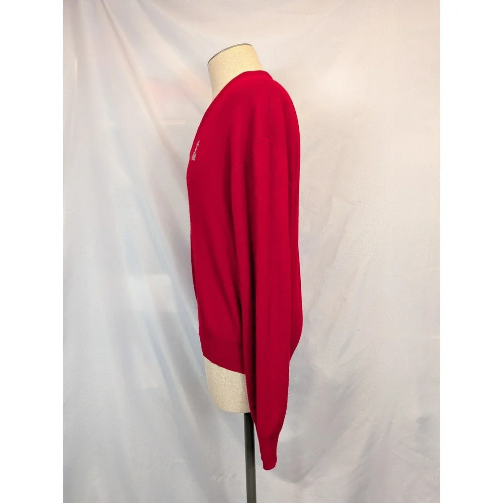 Vintage Cunard Countess‎ Cruise Ship Sweater Mens L Red V-Neck McBriar Made USA